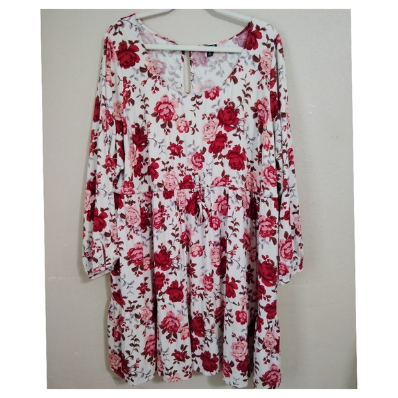 Torrid Ivory Floral Challis Drawstring Skater Dress Size 4 - Picture 3 of 7